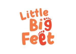 Brand logo: the words 'Little Big Foot' in orange with footprint icons as part of the letters